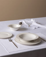 New Bone Porcelain 6-Person Dinner Set - Elegant White & Silver