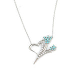 Sterling Silver Turquoise & Zircon Heart & Tulip Pendant Necklace