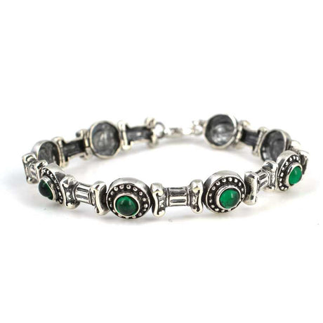 Premium Sterling Silver Green Agate Antique Bracelet