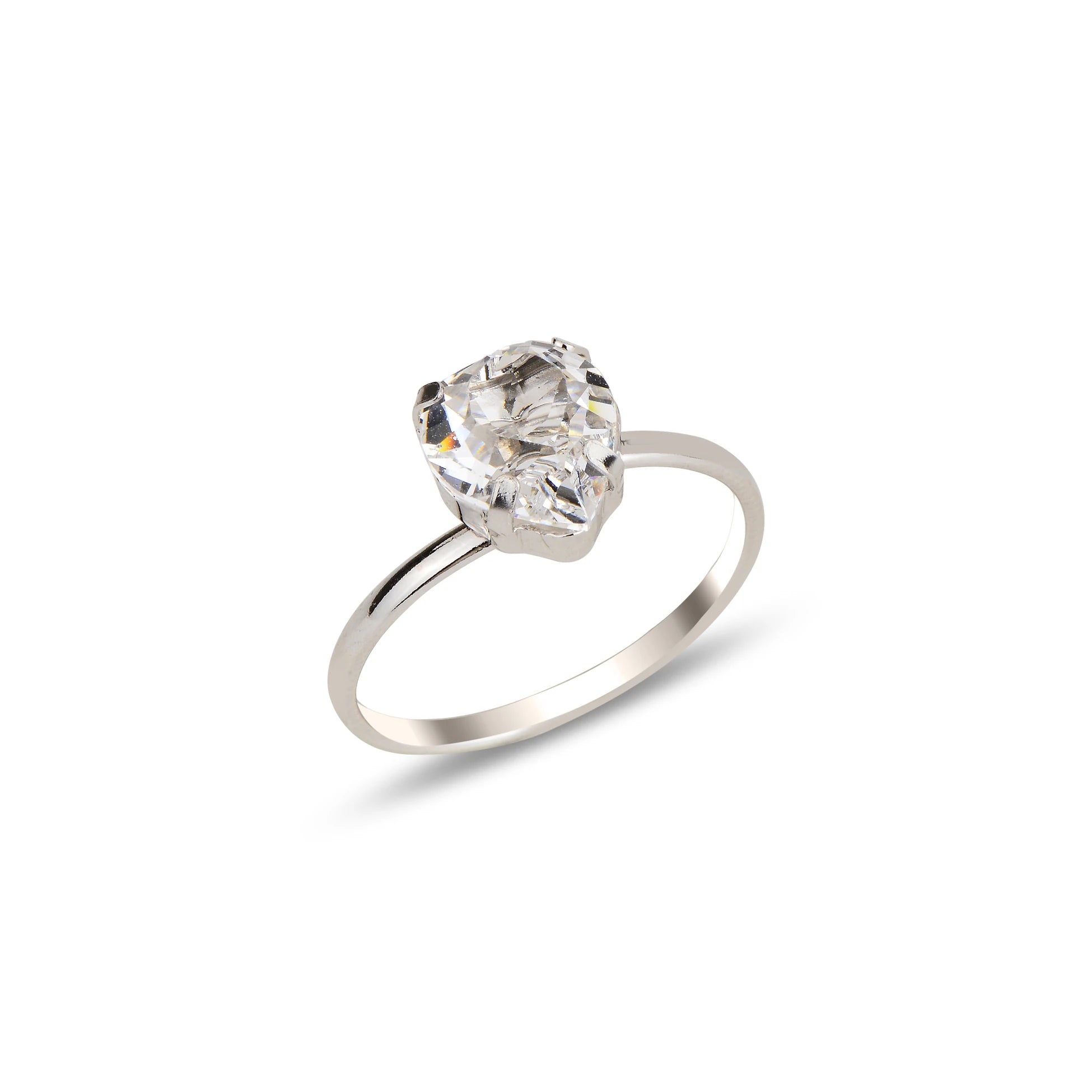 Swarovski Crystal 925 Sterling Silver Ring - Bezel & Prong Set Love Symbol