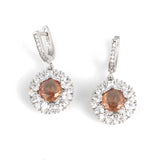 Premium 925 Sterling Silver Round Zultanite Halo Earrings