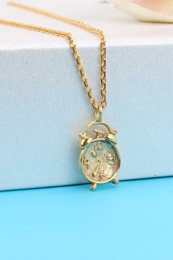Premium 925 Sterling Silver Alarm Clock Necklace
