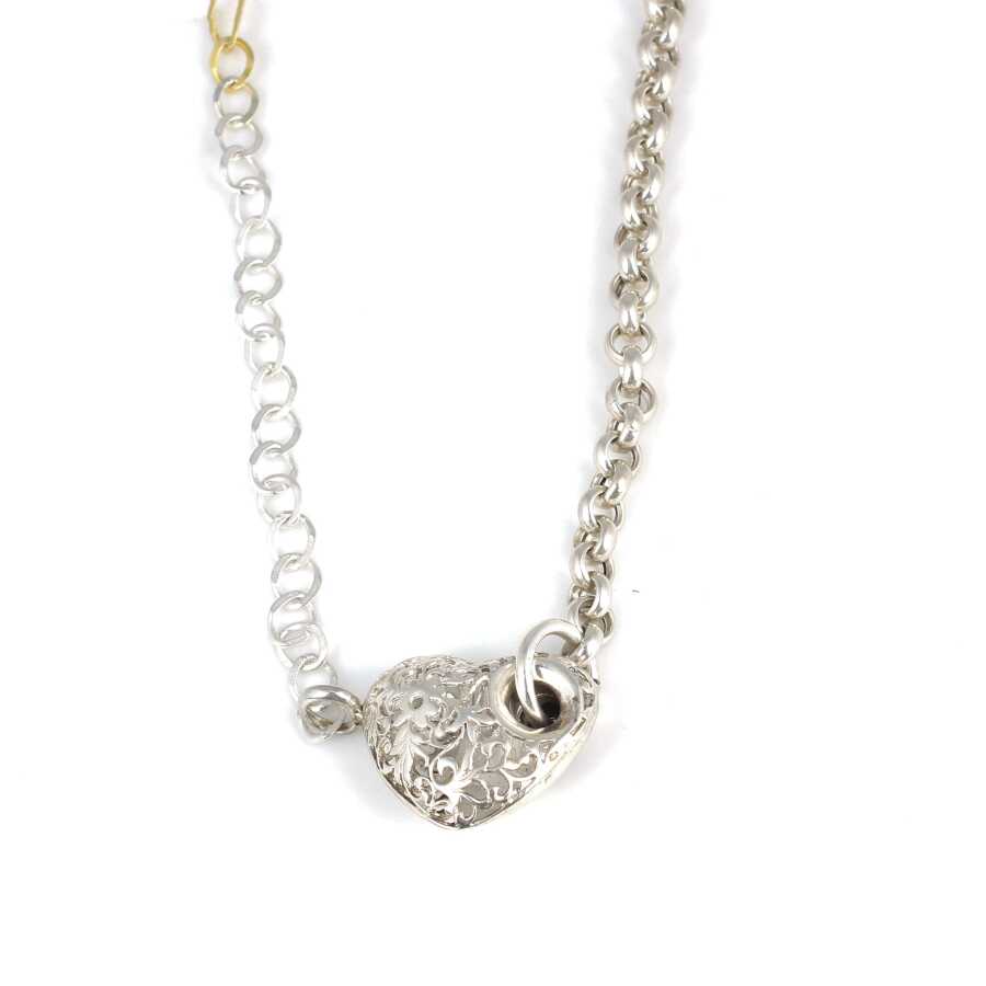 Professional Sterling Silver 3D Filigree Heart Necklace