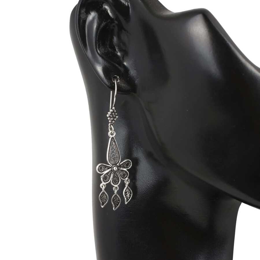 925 Sterling Silver Filigree Dangle Earrings - Handcrafted Design