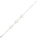 Sterling Silver Triple Mother of Pearl Clover Bracelet