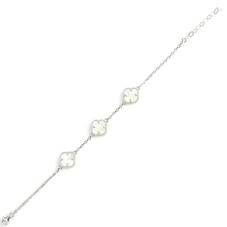 Sterling Silver Triple Mother of Pearl Clover Bracelet
