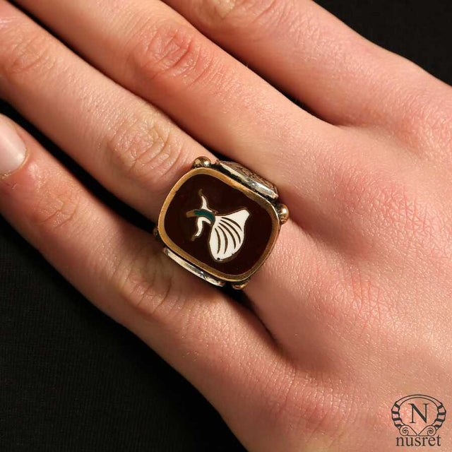 Artisan Crafted 925 Sterling Silver Bronze Mevlana Men's Ring