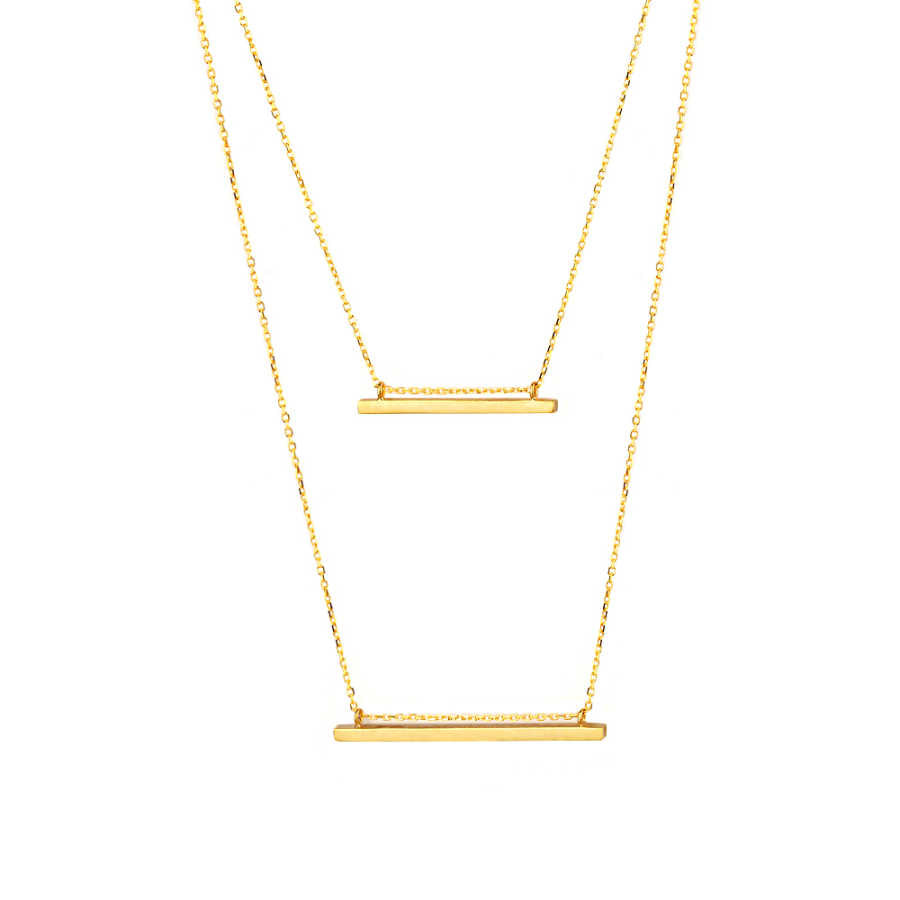 Sterling Silver Double Bar Necklace - Minimalist Layered Style