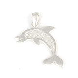 925 Sterling Silver Filigree Dolphin Pendant - Nautical Charm
