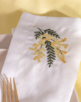 White and Yellow Cloth Napkins - Set of 2 Dinner Table Linens