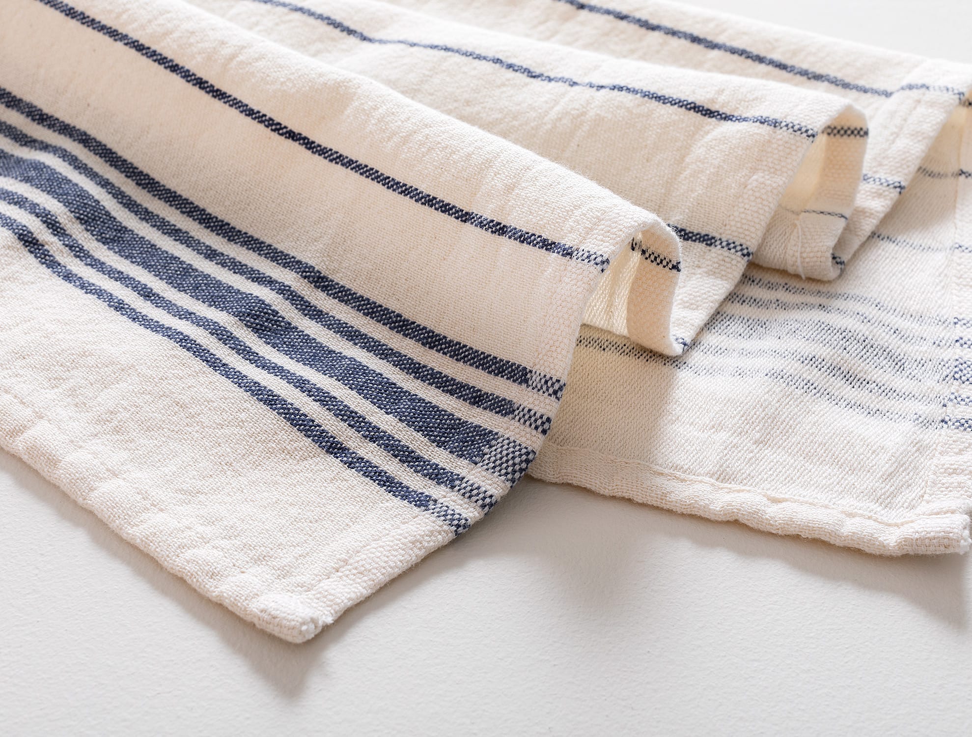 100% Cotton Kitchen Drying Cloth - Ecru & Navy Two-Tone Design