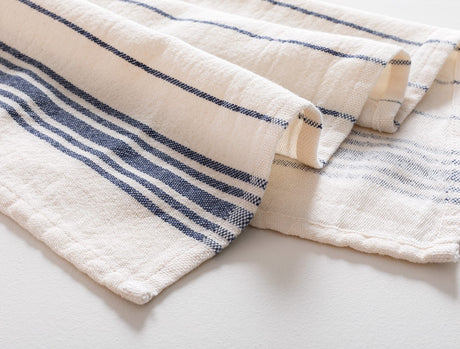 100% Cotton Kitchen Drying Cloth - Ecru & Navy Two-Tone Design