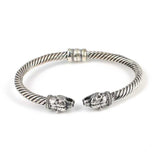 Sterling Silver Men's Bracelet - Twisted Bear Head Spring Design