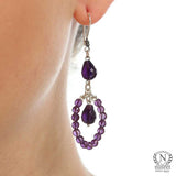 Vibrant Amethyst Teardrop Hoop Earrings in 925 Sterling Silver