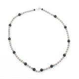 Sterling Silver Onyx Ball Necklace - Intricate Beaded Design