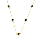 Premium 925 Sterling Silver Clover Onyx Necklace