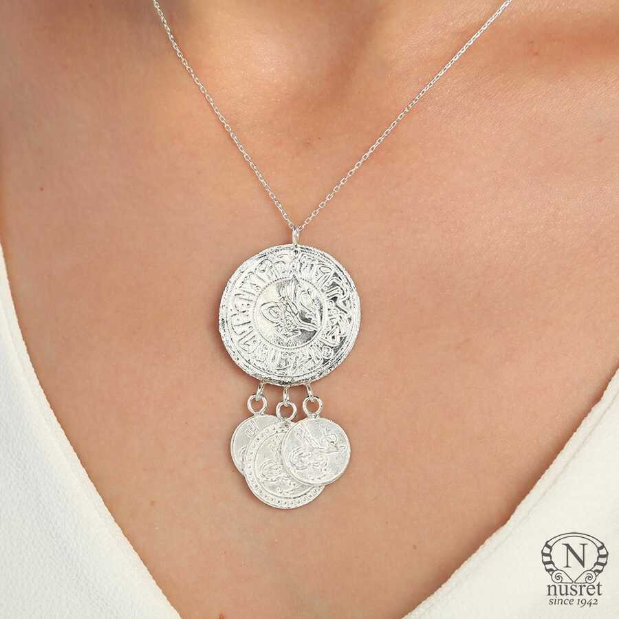 925 Sterling Silver Triple Ottoman Heritage Coin Medallion Necklace