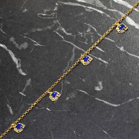 Sterling Silver Enamel Elephant Anklet - Delicate Charm Design
