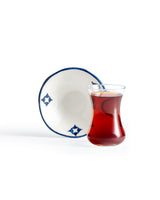Glass & Ceramic Tea Set - Turkish Blue & White Motif