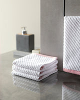 100% Cotton 4-Piece Hand Towel Set - Zesty White & Red