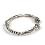 925 Sterling Silver Men's Bracelet - Maned Lion Head Twisted Cable