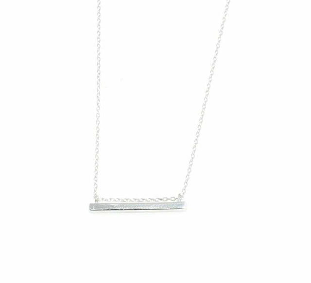 Sterling Silver Bar Pendant Necklace - Modern Minimalist Style