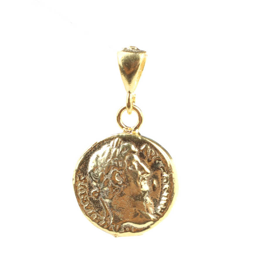 925 Sterling Silver Caesar Head Medallion Pendant - Roman Inspired