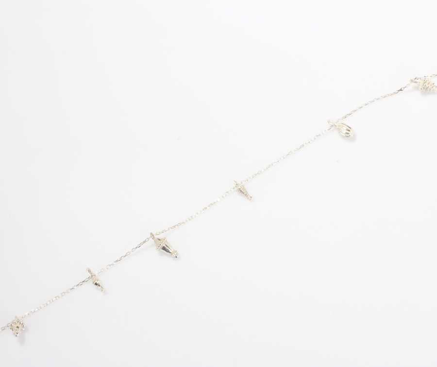 Elegant 925 Sterling Silver Pine Tree & Pinecone Charm Anklet