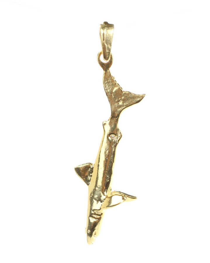 925 Sterling Silver Upright Shark Pendant - Ocean Adventure Charm
