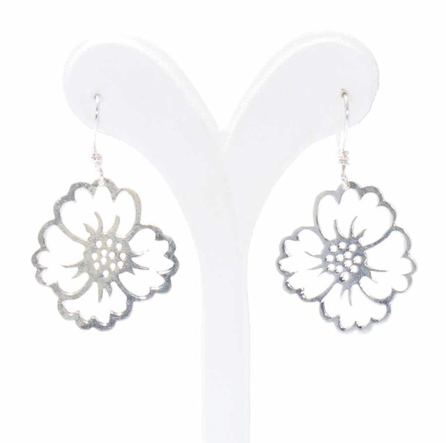 925 Sterling Silver Floral Filigree Drop Earrings - Handcrafted Design