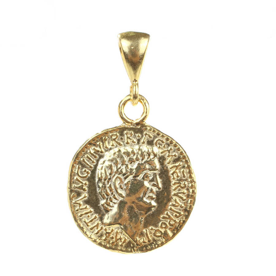 925 Sterling Silver Caesar Figure Medallion Pendant