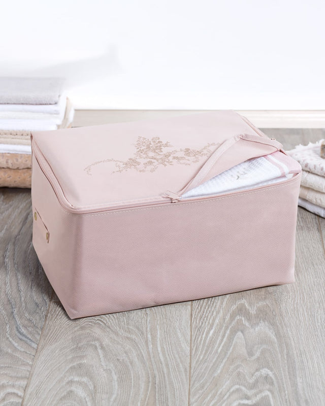 Floral Print Fabric Storage Bag - Clothes & Blanket Organizer