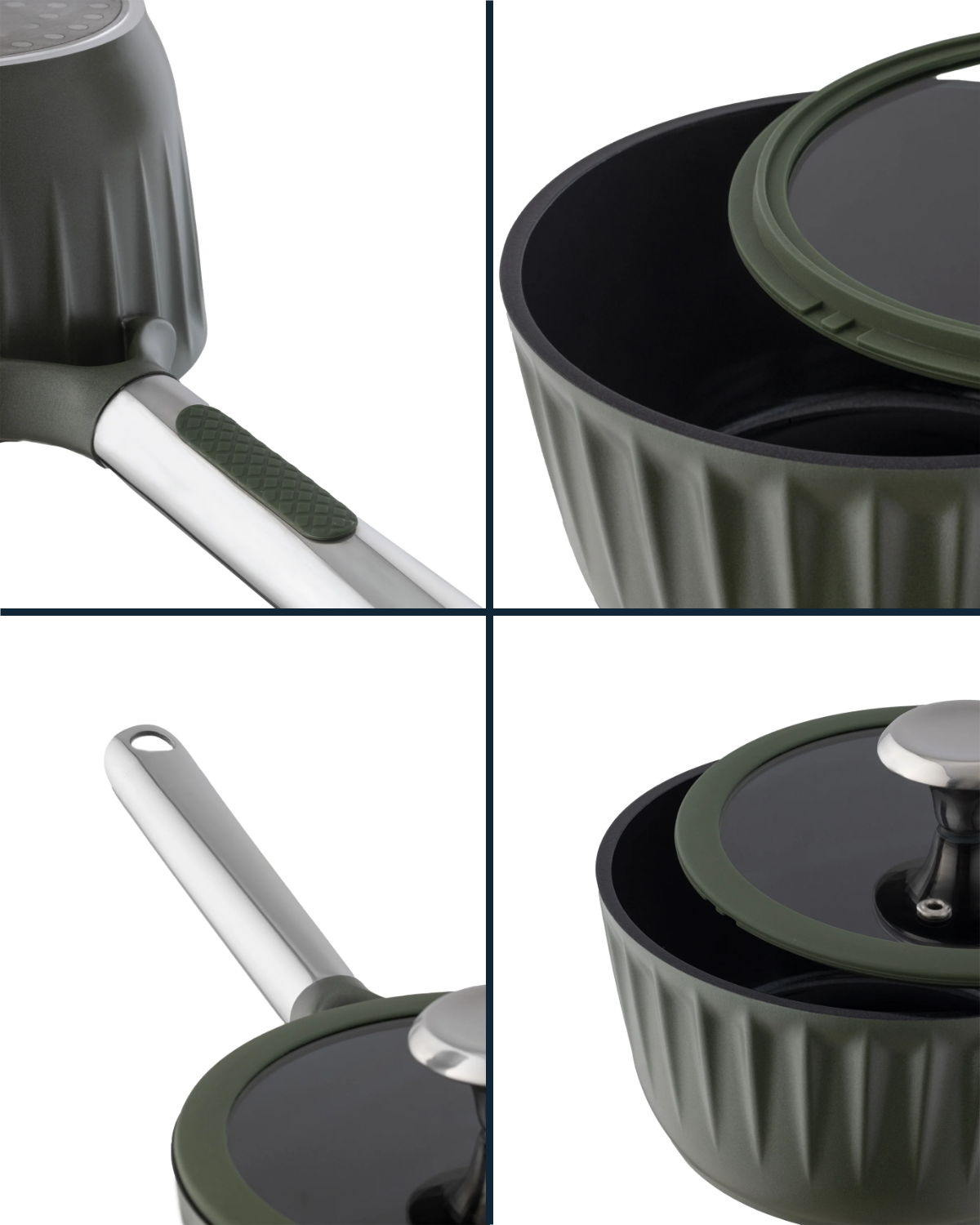 16cm Green Saucepan with Handle, Small Cooking Pot