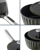 16cm Green Saucepan with Handle, Small Cooking Pot