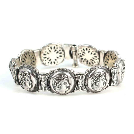 Sterling Silver Alexander Head Bracelet - Byzantine Inspired