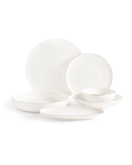 New Bone Porcelain 6-Person Dinner Set - Elegant Mirage Design