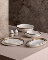 Fine Bone Porcelain 12-Person Dinnerware Set - Modern Elegance