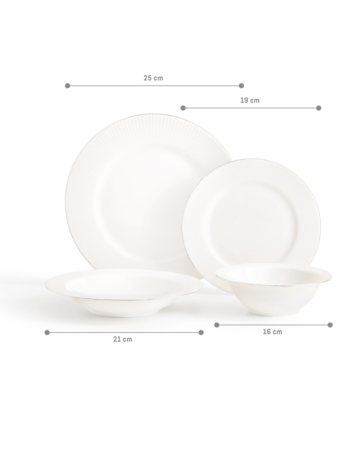 New Bone Porcelain 6-Person Dinner Set - Elegant White & Silver