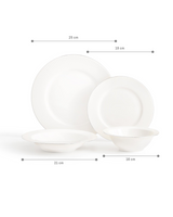 New Bone Porcelain 6-Person Dinner Set - Elegant White & Silver