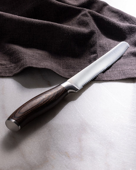 Versatile Multi-Purpose Kitchen Knife with Brown Handle