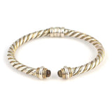 Professional Sterling Silver Peridot Gemstone Twist Cuff Bracelet