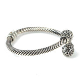 Premium 925 Sterling Silver Patterned Ball Twist Bangle