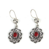 925 Sterling Silver Floral Filigree Earrings with Ruby Red Zircon