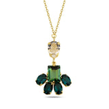 Colorful Crystal Flower Necklace - Modern Mixed Cut Design