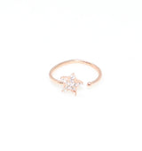 925 Sterling Silver Star Ring with Zircon - Rose Plated & Adjustable