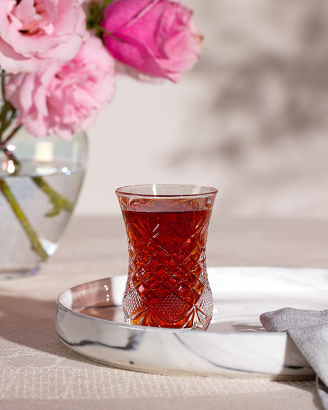 Premium Clear Glass 6-Piece Tea Glass Set - Elegant Modern Design