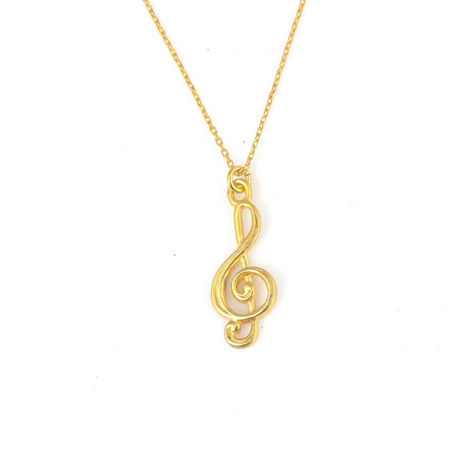 925 Sterling Silver Treble Clef Necklace - Musical Elegance