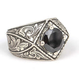 Premium 925 Sterling Silver Onyx Square Corner Men's Ring