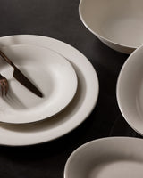 New Bone Porcelain 6-Person Dinner Set - Solara White & Silver
