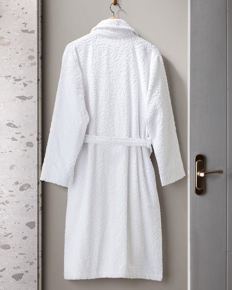 100% Cotton Unisex Bathrobe - Jacquard Shawl Collar